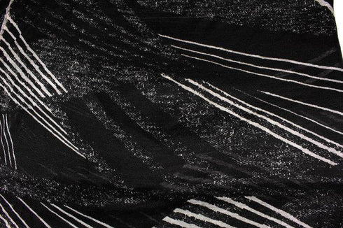 Black and Off White Graphic Lines Light Weight Open Weave Sweater Knit Fabric Designer Fabric by the yard